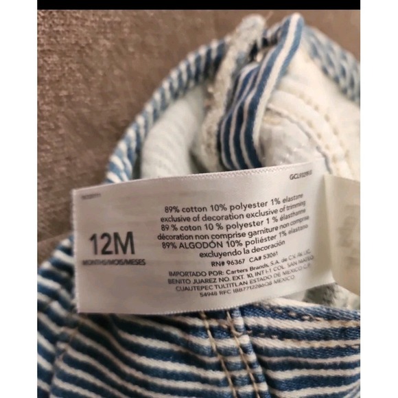 OshKosh B'Gosh Baby Hickory Stripe Shortalls Railroad Denim Overalls - Size 12 M - Picture 5 of 11